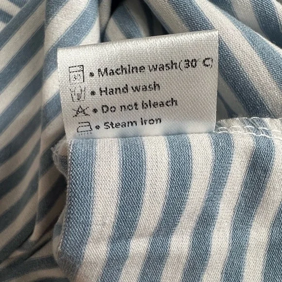 Merokeety blue and white tie waist striped short sleeve dress with pockets M - Picture 8 of 10